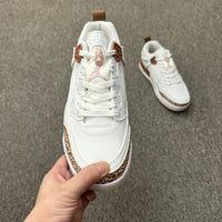 Low Top Basketball Shoes, White Pink Brown Colorway, Lace Up Design, Casual Gift for Shoe Lovers