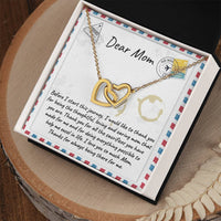 Two Tone Cubic Zirconia Heart Pendant, Mom Interlocking Hearts Necklace, Linked Hearts Mother Necklace, Christmas Birthday Present for Mom