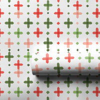 Red Green Plus Sign Gift Wrap, Geometric Christmas Wrapping Paper, Modern Holiday Wrapping Paper, Minimalist Festive Gift Wrapping Paper