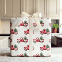 Santa Driving Pickup Gift Wrap, Vintage Red Truck Christmas Wrapping Paper, Farmhouse Holiday Wrapping Paper, Rustic Christmas Gift Wrap