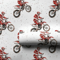Dirt Bike Christmas Gift Wrap, Motocross Santa Wrapping Paper, Motorcycle Holiday Wrapping Paper, Extreme Sports Santa Gift Wrap Paper