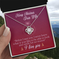 18k Gold Stainless Steel Love Knot Pendant, Christmas Love Knot Necklace for Wife, Message Card Holiday Necklace, Romantic Present for Her