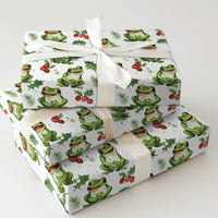 Holly Berry Animal Gift Wrap Roll, Adorable Frog Christmas Wrapping Paper, Whimsical Holiday Wrapping Paper, Adorable Amphibian Kids Gift Wrap