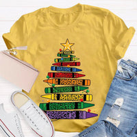 Art Teacher T-Shirt, Colored Pencils Leopard Christmas Tree Shirt, Holiday Graphic Tee, Festive Art Teacher Shirt, Christmas Present for Her