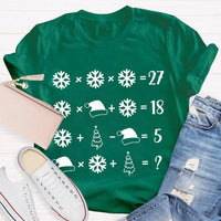 Snowflake Santa Hat Tree Shirt, Math Teacher Christmas T-Shirt, Humorous Math Holiday Tee, Teacher Christmas Present