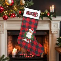 Buffalo Plaid Holiday Stocking, Personalized Calico Cat Christmas Stocking, Custom Pet Xmas Stocking, Comfy Fireplace Decor, Cat Lover Present