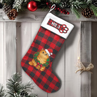 Red Buffalo Plaid Pet Holiday Stocking, Personalized Cat Christmas Stocking, Custom Name Xmas Cat Stocking, Adorable Pet Lover Mantle Decor