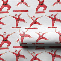Humorous Fitness Santa Wrapping Paper, Yoga Poses Santa Wrapping Paper, Holiday Yogi Christmas Wrapping Paper, Namaste Santa Gift Wrap Roll