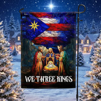 Boricua Christmas Holiday Yard Flag, Three Kings Nativity Puerto Rico Garden Flag, Double-Sided Wise Men Lawn Flag, Religious Epiphany Decor