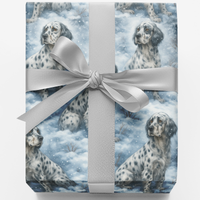Christmas Dog Gift Wrap, English Setter Wrapping Paper, Snowy Spotted Pup Present Paper, Winter Pet Holiday Paper, Dog Lover Xmas Gift Wrap