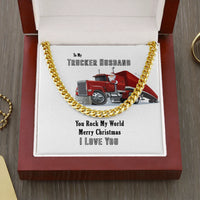 Mens Cuban Link Necklace, Trucker Husband Cuban Link Chain Necklace, Truck Driver Cuban Chain Jewelry, Santa Christmas Present for Husband