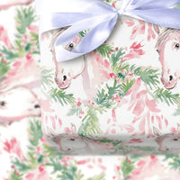 Equestrian Wrapping Paper, Watercolor Horse Christmas Wrapping Paper, Holiday Horse Gift Wrap Roll, Winter Festive Wrapping Paper