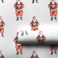 Watercolor First Responder Christmas Gift Wrap, Firefighter Santa Wrapping Paper, Fireman Santa Gift Wrapping Paper, Holiday Hero Gift Wrap