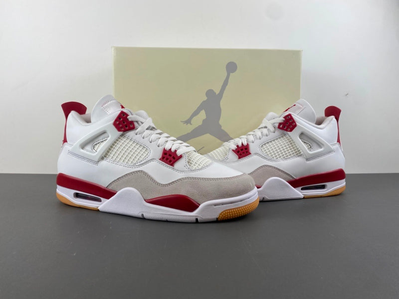 Retro Low Top Sneakers, White Red Gray Colorway, Suede Footwear, Lace Up Design, Casual Gift for Sneaker Fans