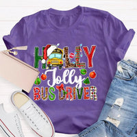 Festive Christmas Graphic Tee, Holly Jolly Bus Driver Shirt, Adorable School Bus Driver T-Shirt, Holiday Season Driver Shirt, Christmas Present