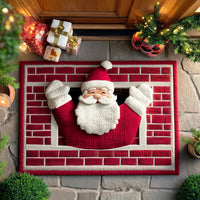 3D Pop Out Santa Welcome Mat, Santa Claus Chimney Christmas Doormat, Festive Holiday Door Mat, Comfy Winter Floor Mat, Entryway Porch Mat