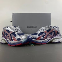 Low Top Sneakers, Blue Red Silver Colorway, Lace Up Design, Casual Gift for Sneaker Fans