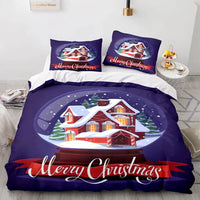 Festive Winter Holiday Bedding Set, Christmas Snow Globe Duvet Cover Set, 3D Holiday Quilt Cover, Xmas Bedroom Decor Present