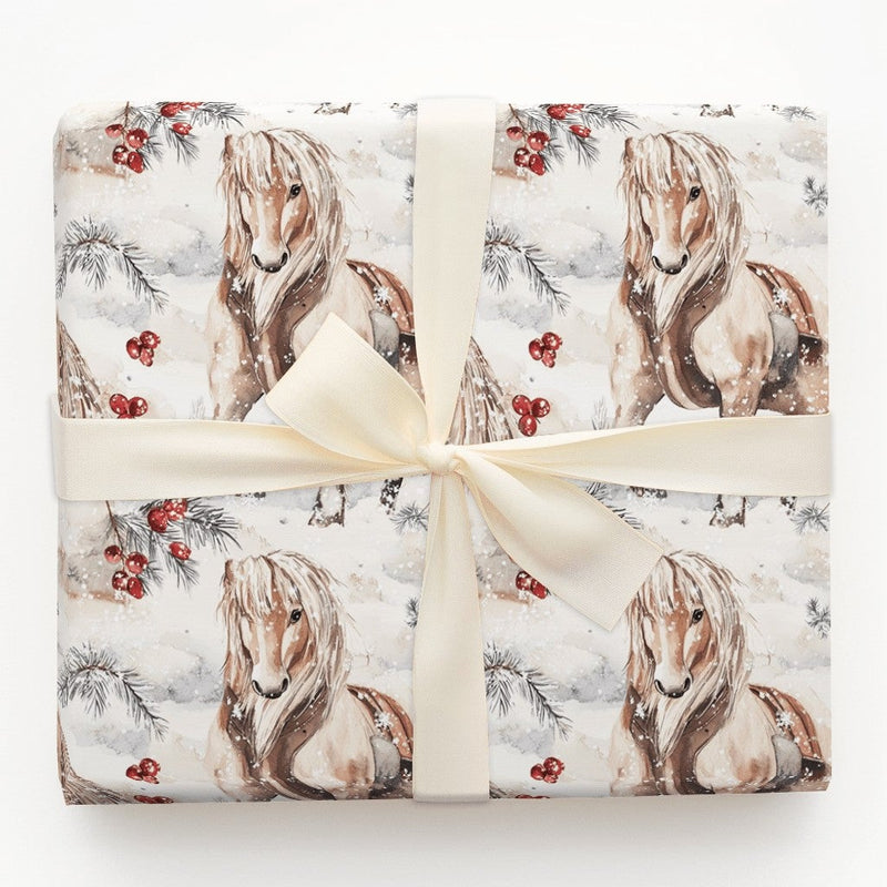 Equestrian Christmas Gift Wrap, Winter Horse Wrapping Paper, Watercolor Horse Holiday Wrapping Paper, Country Farmhouse Present Gift Wrap