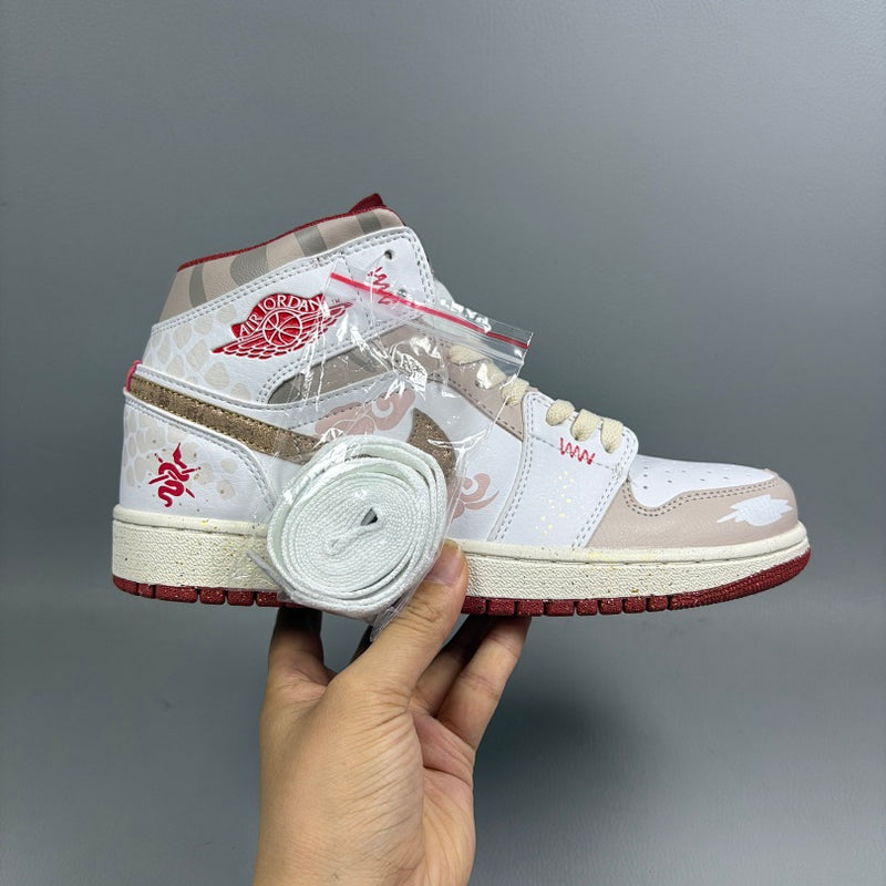 High Top Sneakers, White Pink Colorway, Lace Up Design, Casual Gift for Sneaker Fans