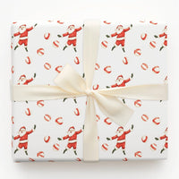 Peppermint Candy Christmas Gift Wrap, Dancing Santa Wrapping Paper, Watercolor Santa Claus Present Paper, Festive Holiday Roll