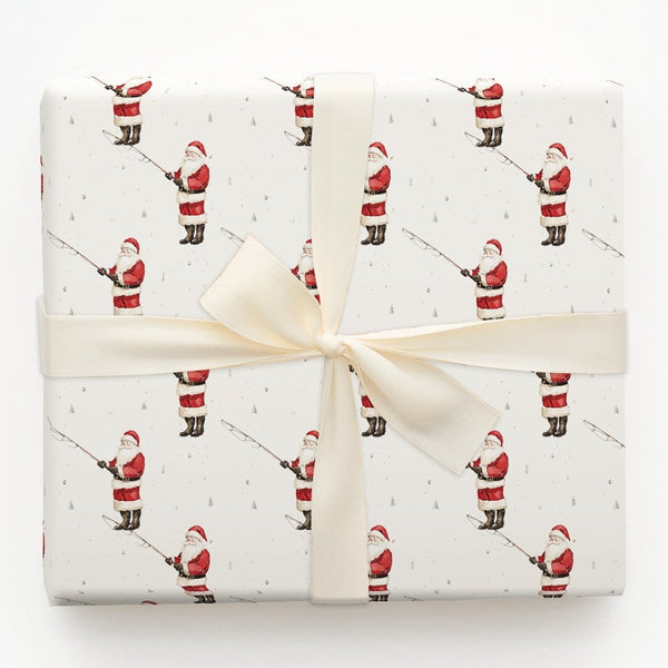 Angler Christmas Gift Wrap, Fishing Santa Wrapping Paper, Fisherman Holiday Wrapping Paper, Outdoorsman Secret Santa Gift Wra