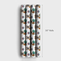 Watercolor Dog Holiday Gift Wrap, English Bulldog Christmas Wrapping Paper, Festive Puppy Wrapping Paper Roll, Dog Lover Xmas Present Wrap