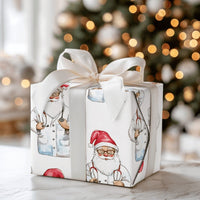 White Lab Coat Christmas Gift Wrap, Doctor Santa Wrapping Paper, Watercolor Medical Santa Wrapping Paper, Nurse Doctor Holiday Gift Wrap