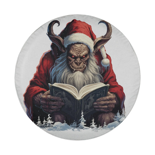 Dark Christmas Folklore Tire Cover, Krampus Santa Spare Tire Cover, Creepy Holiday Horror Tire Cover, Gothic Winter Truck SUV