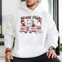 Humorous Medical Christmas Sweatshirt, Silent Night Nurse Hoodie, Adorable ICU Nurse Holiday Hoodie, Healthcare Worker Hooded Pullover, Xmas Present