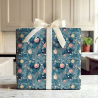 Dark Teal Christmas Gift Wrap, Red and Gold Ornament Wrapping Paper, Watercolor Pine Branch Wrapping Paper, Holiday Present Wrapping Paper