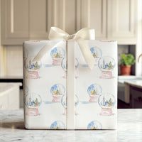 Watercolor New York City Skyline Gift Wrap, NYC Snow Globe Christmas Wrapping Paper, Winter Holiday Wrapping Paper Roll