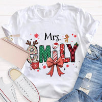 Custom Name Letter Holiday Shirt, Personalized Christmas T-Shirt, Matching Family Xmas Tee, Merry Christmas Present for Family