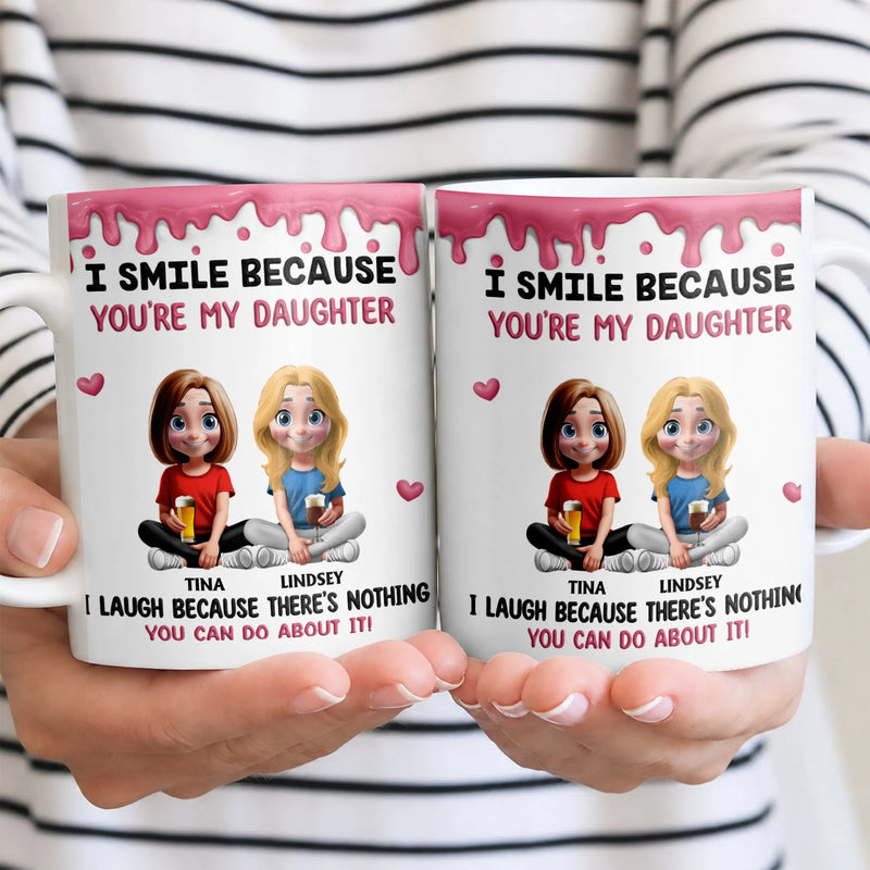 I Smile Because You're My Daughter Coffee Cup, Humorous Daughter Ceramic Mug, Adorable Cartoon Parent Mug, Birthday Christmas Present for Daughter