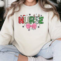 Festive Holiday Bow Healthcare Sweater, Christmas Nurse Stethoscope Sweatshirt, Adorable Medical RN ER Crewneck, Nurse Xmas Present