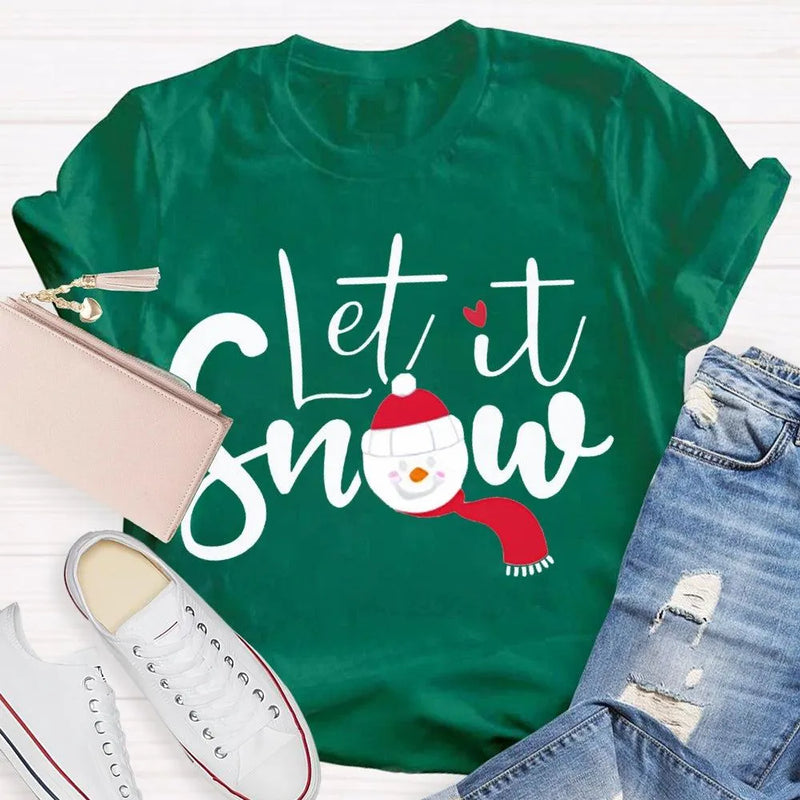 Festive Winter Holiday T-Shirt, Let It Snow Christmas Shirt, Adorable Snowflake Graphic Tee, Merry Xmas Apparel, Seasonal Present Shirt