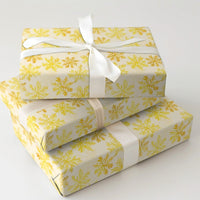 Watercolor Snowflake Gift Wrap, Gold Snowflake Wrapping Paper, Elegant Winter Holiday Wrapping Paper, Cream Christmas Gift Wrapping Paper