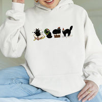 Festive Santa Kittens Holiday Sweatshirt, Christmas Black Cat Hoodie, Adorable Cat Mom Xmas Pullover, Comfy Spooky Furry Pet Lover Hooded Top