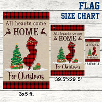 All Hearts Come Home for Christmas Flag, New Jersey Christmas Garden Flag, Buffalo Plaid State Yard Banner, Holiday Home Decor Present