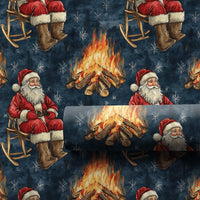 Rustic Christmas Gift Wrap, Campfire Santa Wrapping Paper, Rocking Chair Santa Wrapping Paper Roll, Comfy Winter Gift Wrap