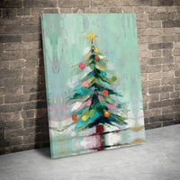 Modern Painterly Holiday Canvas Print, Abstract Christmas Tree Canvas Art, Festive Seasonal Wall Decor, Contemporary Winter Christmas Present