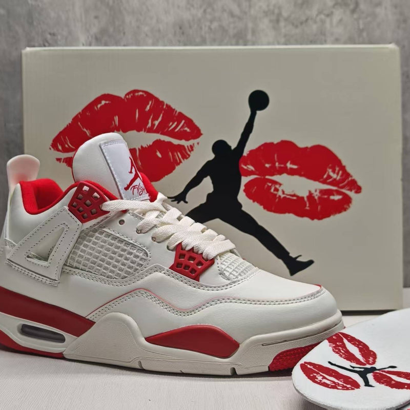 Mid Top Sneakers, Red Colorway, Valentine Design, Lace Up Design, Casual Gift for Sneaker Fans