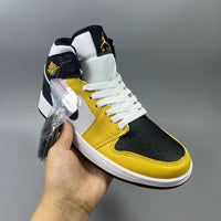 High Top Sneakers, Black Yellow Colorway, Lace Up Design, Casual Gift for Sneaker Fans