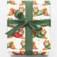 Dog Sweater Gift Wrap, Shiba Inu Christmas Wrapping Paper, Adorable Holiday Wrapping Paper, Dog Lover Xmas Gift Wrap Roll, Festive Pet Paper
