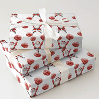 Humorous Santa Claus Gift Wrap, Cheerleader Santa Wrapping Paper, Red Pom Pom Christmas Wrapping Paper, Humorous Holiday Gift Wrapping Paper