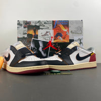 Retro Low Top Sneakers, White Black Red Colorway, Leather Footwear, Lace Up Design, Casual Gift for Sneaker Fans