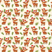 Deer in Santa Hat Gift Wrap, Christmas Fawn Wrapping Paper, Woodland Holiday Wrapping Paper, Adorable Fawn Present Wrap, Xmas Present Paper Roll