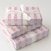 Watercolor Christmas Ballet Gift Wrap, Pink Nutcracker Wrapping Paper, Holiday Soldier Wrapping Paper, Pastel Adorable Girl Gift Wrapping Paper