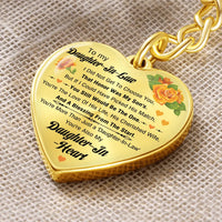 Sentimental Rose Heart Pendant Keyring, Daughter-in-Law Keychain, Meaningful Birthday Present for Her, Christmas Family Keepsake Keychain