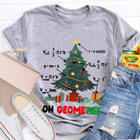 Humorous Geometry Holiday Tree Tee, Oh Geometree Math Teacher Christmas Shirt, Math Lover Xmas T-Shirt, Christmas Educator Shirt